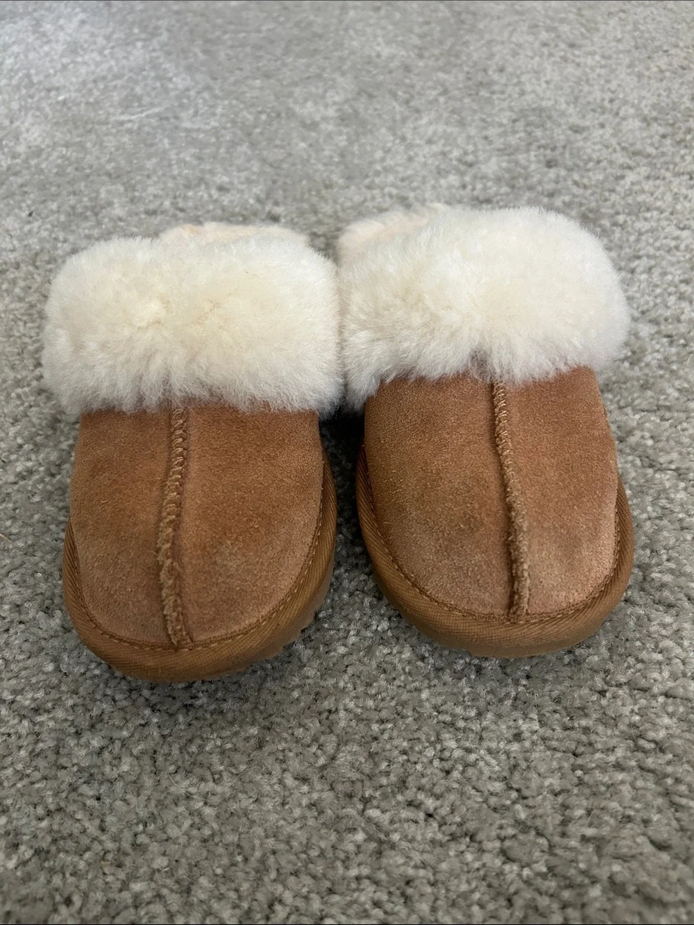 UGG Kids Chestnut Suede Shearling Cuff Slip-Ons